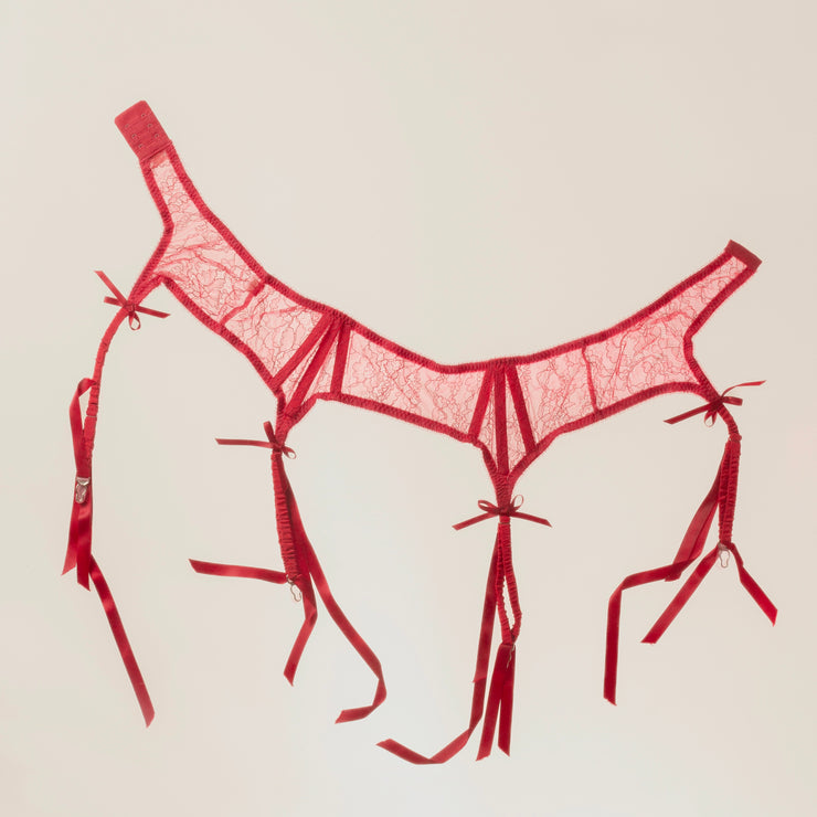 Panty, Red Lace Garter Top