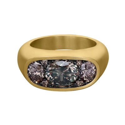 Shola Branson, Champagne 3-Stone Cartouche Ring