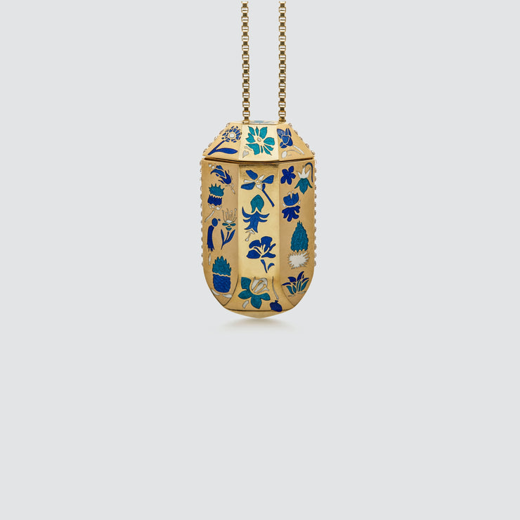 Decorative pendant with floral patterns on a white background