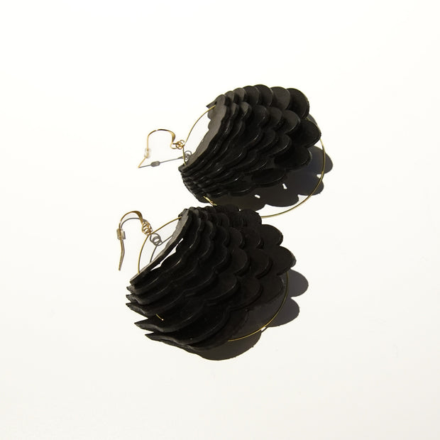 Kuniko Maeda, Small Black Feather Earrings Small