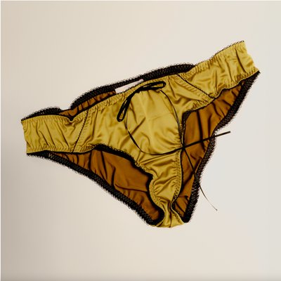 Panty, Olive Silk Satin Briefs